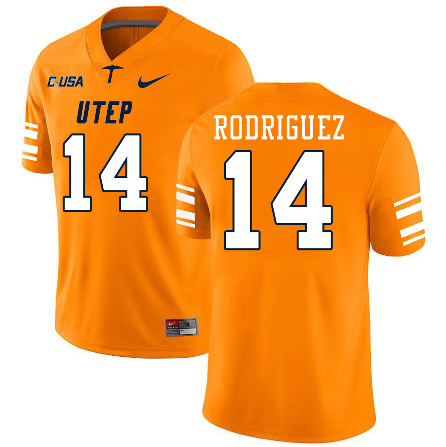 Men-Youth #14 Zach Rodriguez UTEP Miners 2023 College Football Jerseys Stitched-Orange